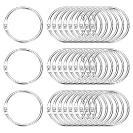 PATIKIL 1.4" x 1.6" Loose Leaf Binder Rings, 30 Pcs Metal Book Rings Nickel Keychain Ring for Paper Index Cards Flash Card Notebook Rings Office Home Book Binder, Silver Tone