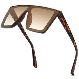 Dollger Square Oversized Sunglasses for Women Men Flat Top Big Frame Fashion Glasses UV Protection(Tortoiseshell)