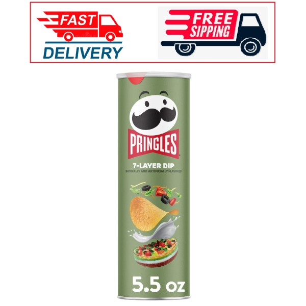 Pringles 7-Layer Dip Potato Crisps Chips, Lunch Snacks, 5.5 oz