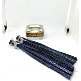 Tanished Metallic Blue Tassel Envy Women's Leather Boot Tassels with Choice of Changeable Stud Design