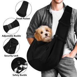 Sling Dog Small Dogs Cat Sling Hands-Free Sling Cat Sling for Pets with Adjustable Shoulder Strap for Walks and Outdoor Activities Black