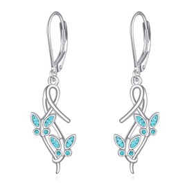 ONEFINITY Butterfly Earrings 925 Sterling Silver Turquoise Dangle Drop Earrings Butterfly Jewelry Gifts For Women