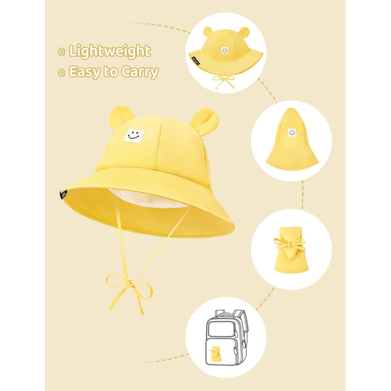 Durio SmileyWorld Baby Sun Hats 12-18 Months with Bear Ear,