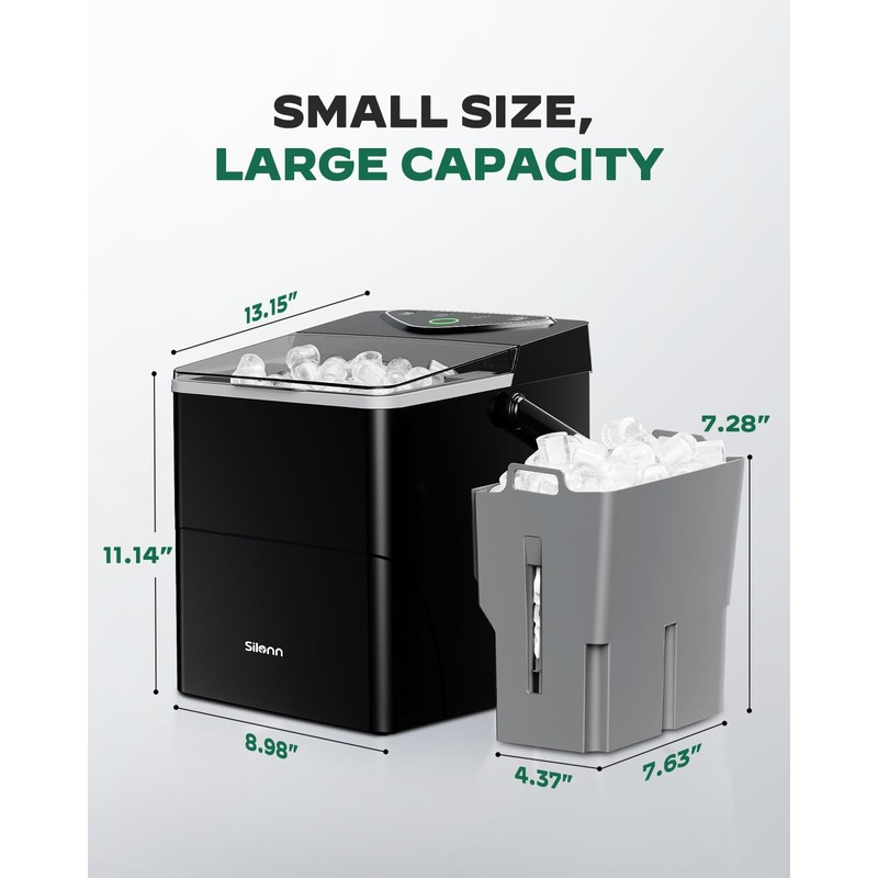 Silonn Countertop Ice Maker with Expanding Ice Basket, 9 Cubes