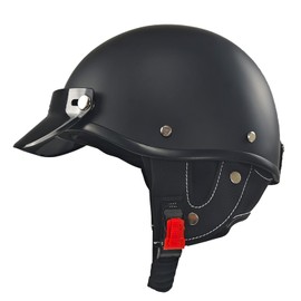 Half Motorcycle Helmets Retro Open Face Half Shell Motocross Helmet for Cycling Motocross Cruiser Bike Scooter Chopper Men Women DOT Approved (MatteBlack, Medium)