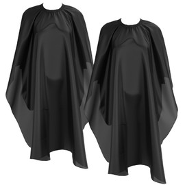 2 Pcs Barber Cape for Adults Professional Hair Cutting Cape with Adjustable Snap Closure Waterproof Salon Capes for Men and Women, Black