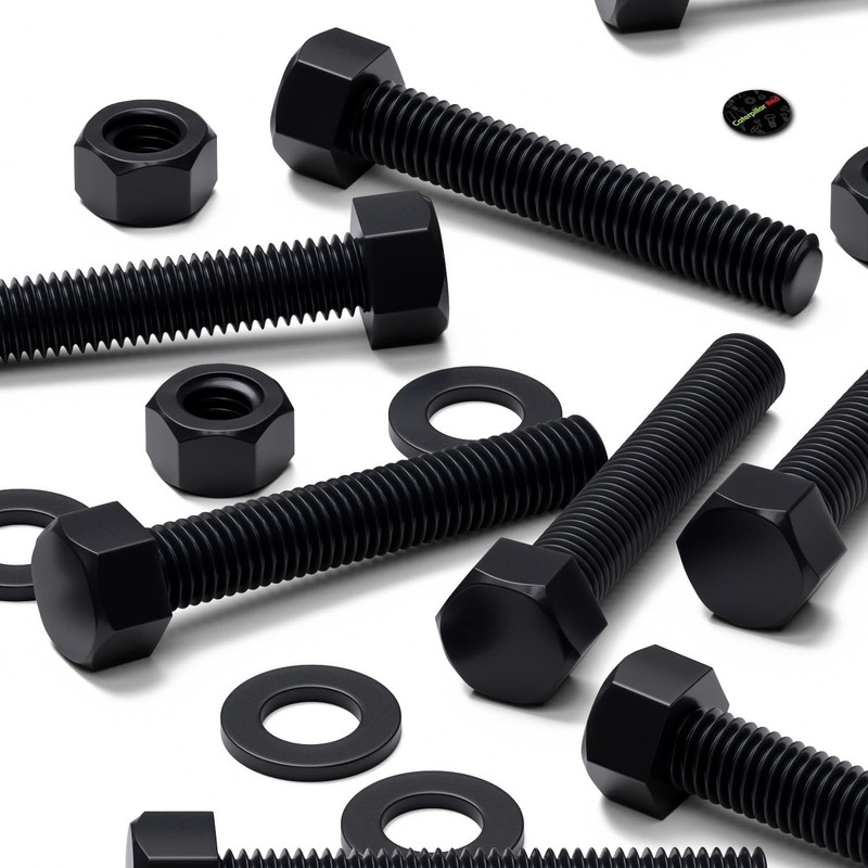 10x Black Polypropylene (PP) Hex Head Bolts M12 x 70
