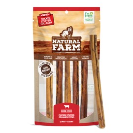 Natural Farm Chicken Stuffed Collagen Sticks with Real Chicken for Dogs (12 Inch, 5-Pack), Rawhide-Free Collagen Sticks, Odor-Free Natural Dog Chews, Long Lasting, for Small, Medium and Large Dogs