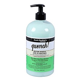 Aunt Jackie's Rizos y Bobinas Quench, Bomba Grande de Tamaño Familiar de 24Oz, Acondicionador de Cabello Sin Enjuague Intensivo de Humedad para Rizos Naturales, Bobinas y Ondas, Enriquecido Con Mantec