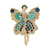 Enchanting Gold - toned Ballerina Fairy Brooch with Turquoise &