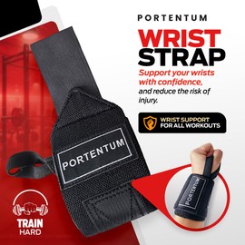 PORTENTUM Wrist Wraps - Wrist Support for Gym, Weightlifting, Crossfit, Strength Training, Fitness - for Men and Women - Sold as Pair & One Size Fits All