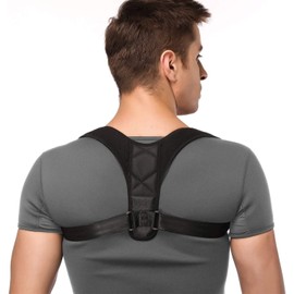 Nanet Posture Corrector Posture support Brace Adjustable Straight Strap for Men and Women (Size L 28-50 in. / 70-120 cm Unisex) (Black, Large)
