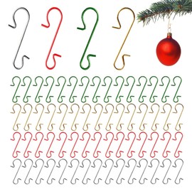 Dolaso Pack of 60 Christmas Tree Hooks, Gold Silver, 4 Colours, S Ball Hangers for Christmas Tree Baubles, 30 mm Small Metal Quick Hanger, Christmas S-Hooks for Art Craft Christmas Tree Decorations