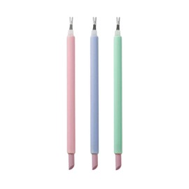 Nail Pusher Cuticle Pusher Double Ended Steel Set of 3 (Blue/Green/Pink) - Nail Care Set Cuticle Removal Tool Self Nail Easy Safe Design Professional Nail Care Maintenance