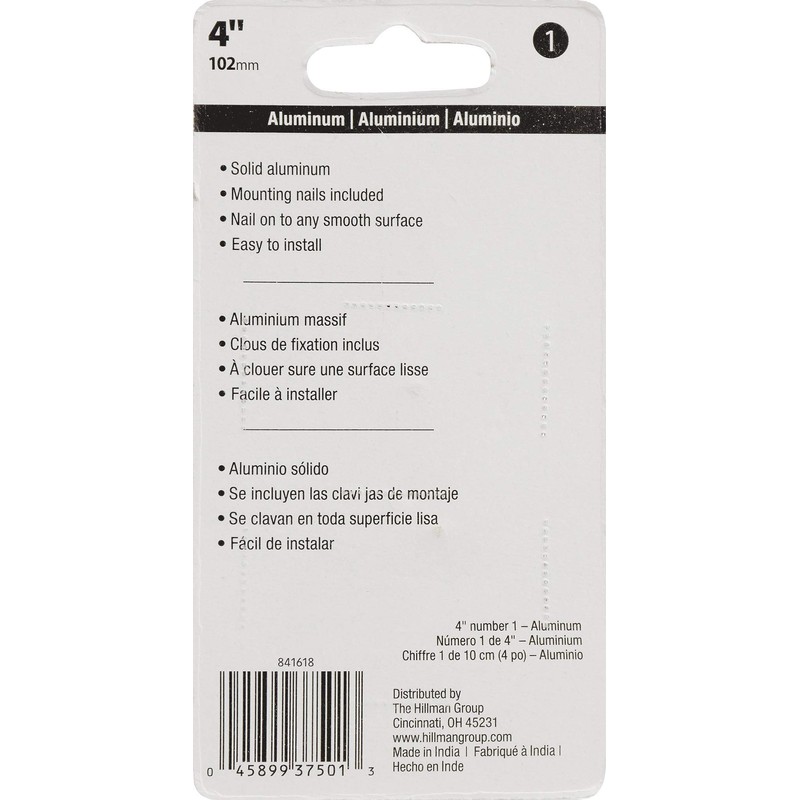 Hillman 841618 Black 4-Inch Nail Die Cast Aluminum, House Number