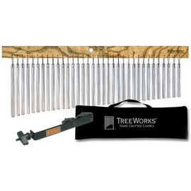 TreeWorks Chimes Complete Chime Set with Mounting Bracket and Bag — MADE IN U.S.A. — Large Single Row, Tennessee Hardwood (TRE35KIT)