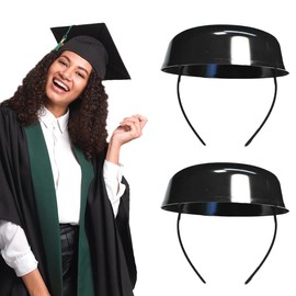 2Pcs Graduation Cap Remix, Firm Anti-Fall Hair Band, Shape and Upgrade Graduation Cap Black