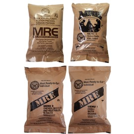 ULTIMATE MRE, Pack Date Printed on Every Meal - Inspection of 2024 or newer - Meal-Ready-To-Eat. Inspected Certified by Western Frontier. Genuine Mil Surplus. (4-Pack)
