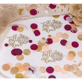 Fall Bridal Shower, Pumpkin Confetti, Bridal Shower Decor, Fall Wedding, Fall In Love, Bridal Shower Confetti, Wedding Shower (Peach, burgundy, gold, Fall in love confetti)