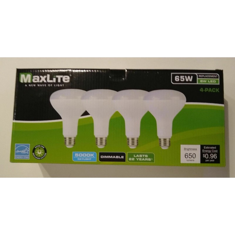 MAXLITE LED DIMMABLE LIGHT BULBS 8W 65W EQUIV. BOX OF