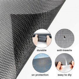 Pet Proof Window Screen Roll 48" x 200" Thicken Charcoal Screen Mesh Durable and Scratch-Resistant for Families with Cat or Dog (48" x 200")