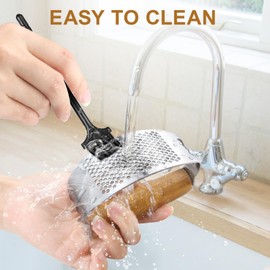 GlasFlength Garlic Press Rocker Stainless Steel Garlic Rocker Garlic Cutter Garlic Press Handle Wooden Garlic Presses Garlic Rocker Garlic Crusher Easy to Clean with Small Brush