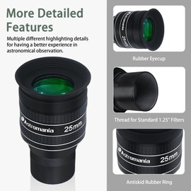 Astromania 1.25" 25mm 58-Degree Planetary Eyepiece for Telescope