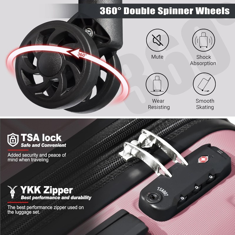 KEYTANG Hardside Expandable Spinner Wheels Luggage Suitcase with Backpack 5