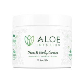 Aloe Infusion Body and Face Moisturizer - All Natural Eczema Cream for Itchy Dry Skin, Sensitive Skin, Acne and Psoriasis - Organic Aloe Vera, Shea Bu