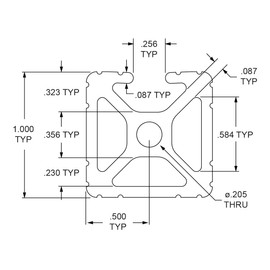 8020, 1001, 10 Series Aluminum 1.0 Inch x 1.0 Inch Single Channel Aluminum Extrusion T Slotted Rail 80/20 Profile (24" Long, Clear Anodize)
