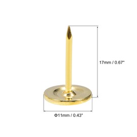 sourcing map 30Pcs Upholstery Tacks, 11mmx17mm Flat Head Decorative Furniture Nails Thumb Tack for Furniture Sofa Headboards, Gold
