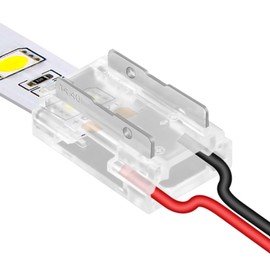 RGBZONE 20PCS 8-in-1 2-Pin 10mm LED Strip Connectors - Gapless, Solderless & Quick Connect for 10mm IP20 Single Color SMD 2835/3528 & COB LED Strips