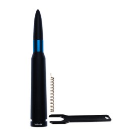 VMSVMS Racing 50 Cal Caliber Black Back The Blue Thin Blue Line 5.5 Inch Bullet Antenna with Anti-Theft + Copper Coil Billet Aluminum Short Compatible with Toyota Tacoma