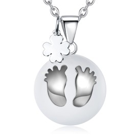 CELESTIA Pregnancy Gift, Harmony Chime Bola Pendant Maternity Soothing Necklace Angel Caller with 45" Long Chains, New Mum Mummy to Be Gifts (silver)