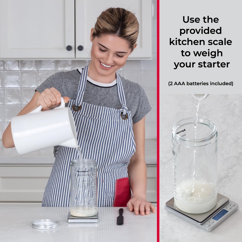 Complete Sourdough Starter Kit – Glass Jar with Lid, Kitchen