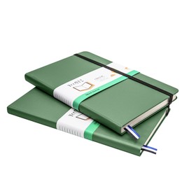 Hardcover Notebook Blank Journal Sketchbook for Drawing, Medium 5.5 by 8.4 Inch, 100 GSM Thick Paper (Green, Plain)