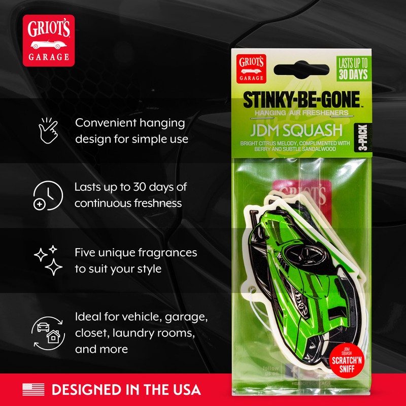 Griot's Garage Stinky-Be-Gone Hanging Air Freshener, Odor Remover, Car Scent