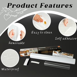 Oxdigi Clear Contact Paper 17.6" x 196"- Heavy Duty Wall Protector, Self Adhesive & Removable Film for Furniture, Countertops, Kitchen & More - Waterproof, Oil Proof, Scratch Resistant