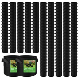 LITLANDSTAR 200-Pack 5 Gallon Fabric Grow Bags, Heavy Duty Thickened Nonwoven Plant Grow Bags Aeration Fabric Pots with Handles for Plants