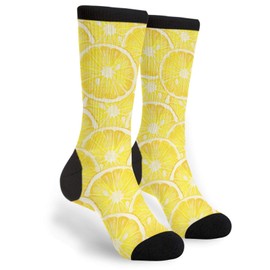 Yellow Lemon Unisex Novelty Socks, Funny Funky Crazy Cool Crew Dress Socks