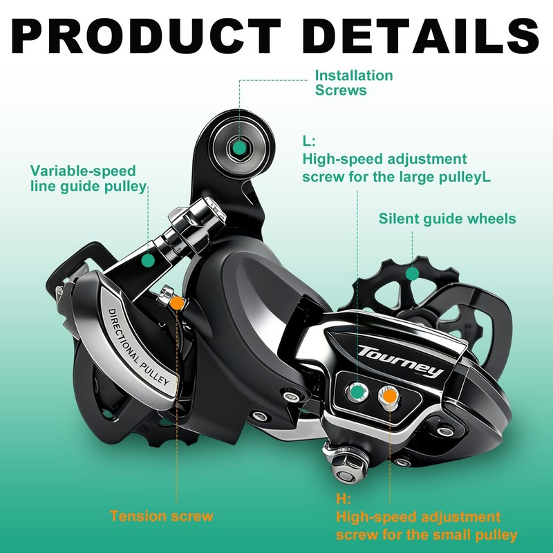 VERKSTAD Bicycle Rear Derailleur Tourney RD-TY500 6/7 Speed Direct Mount