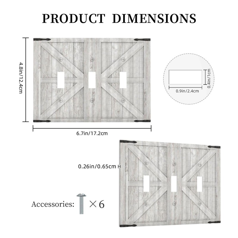 Spshian Decorative Switch Plate Covers Rustic Wooden White Barn Doors