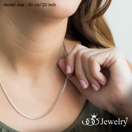 555Jewelry Stainless Steel Box Chain Necklace for Women, 2MM Square Box Link Chain Stainless Steel Necklace for Women and Men, Unisex Lobster Clasp Chain Necklace | Silver, 18 Inch