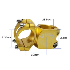 UPANBIKE Bike Stem 31.8mm 28.6mm 32mm Aluminum Alloy Short Stem for Mountain Bike Road Bicycle MTB BMX(Gold)