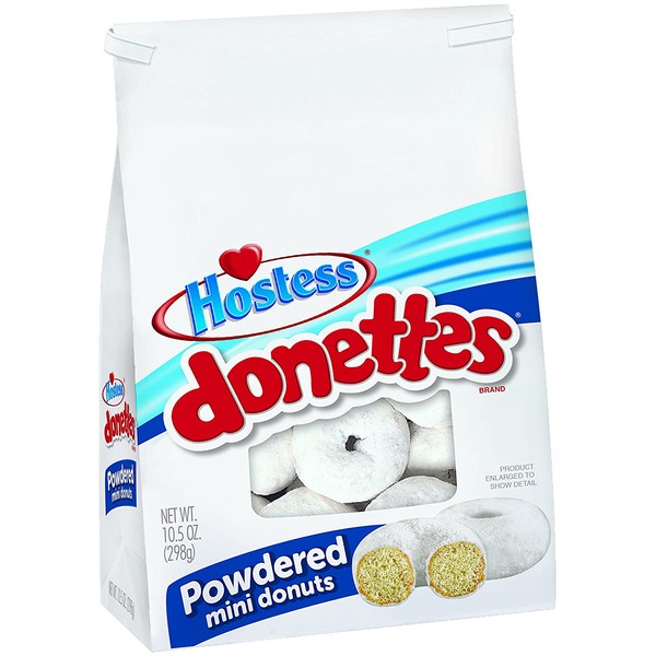 Hostess Donettes Mini Donuts, Powdered, 10.5 Ounce (Pack of 6)