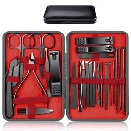 Manicure Set - EMAGIE 24 en 1 Cortauñas y Pedicure Kit Profesional Kit para Manicura y Pedicura de Acero Inoxidable Herramientas de Corta Uñas con Tijeras para Uñas Lima de Uñas (Nueva Versión)