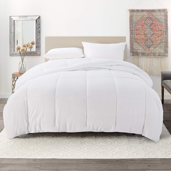 Nestl Down Alternative Comforter - Quilted Comforter - King Size Comforter - All Season Quilted Duvet Insert, White