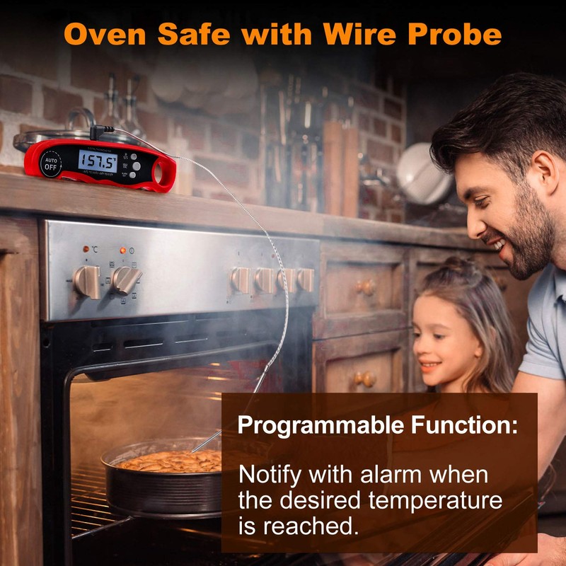 Sourcingbay クッキング温度計 料理用 デュアルプローブ 調理用温度計 調理器具 デジタル 速読 スティック温度計 警報アラームが付き