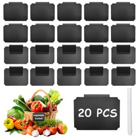 Label Holder, Pack of 20 Label Holder Clip with 1 Whiteboard Pen, Basket Labels Clip, Removable Label Clip, Reusable Labels for Storage Basket Holder, Shelf, Organiser Box