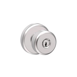 SCHLAGE F51A BWE 625 GSN 619 Bowery Knob with Greyson Trim Keyed Entry Lock, Bright Chrome with Satin Nickel Interior